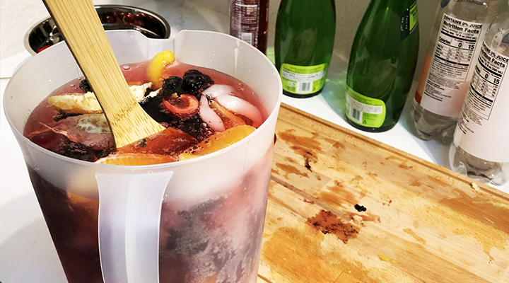 Add chopped fruit to the pitcher for low-sugar sangria.