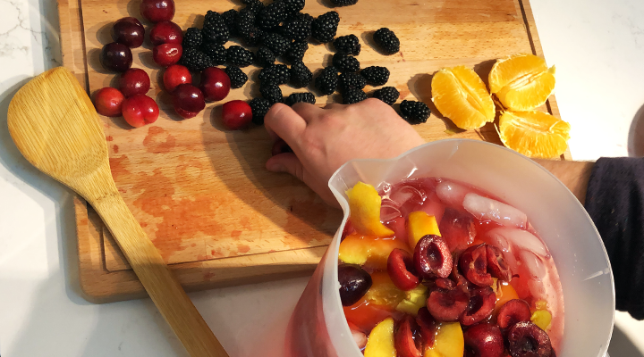 Add chopped fruit to the pitcher for low-sugar sangria.